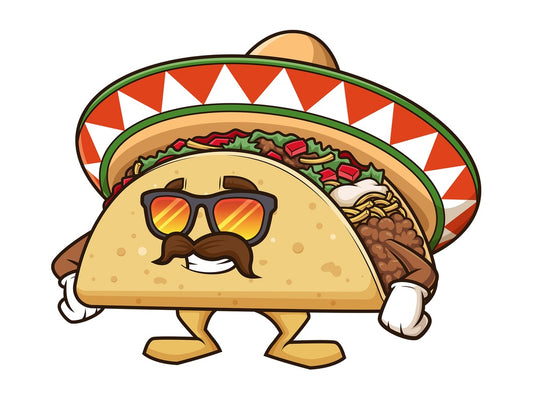 Mexican taco with sunglasses. PNG - JPG and vector EPS (infinitely scalable).