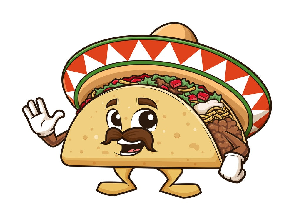 Mexican taco waving. PNG - JPG and vector EPS (infinitely scalable).