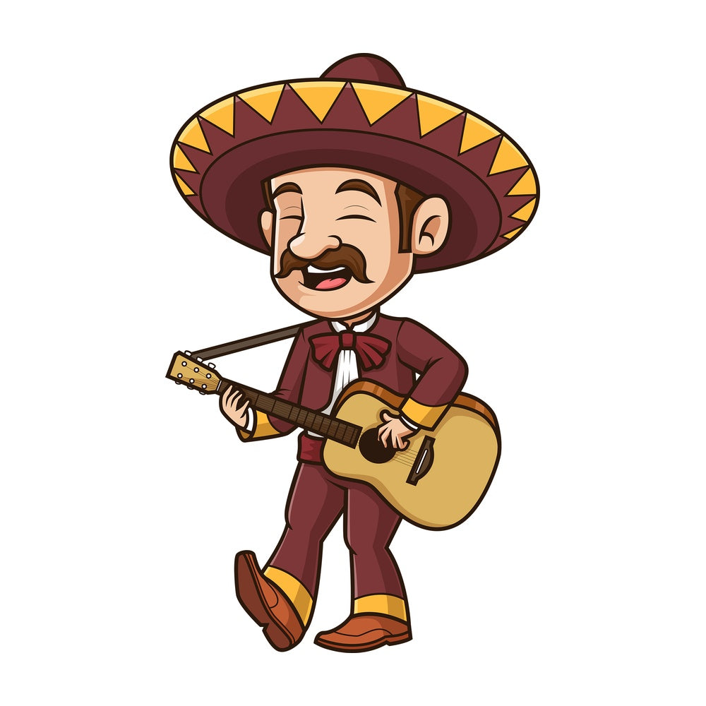 Mexican mariachi playing guitar. PNG - JPG and vector EPS (infinitely scalable).
