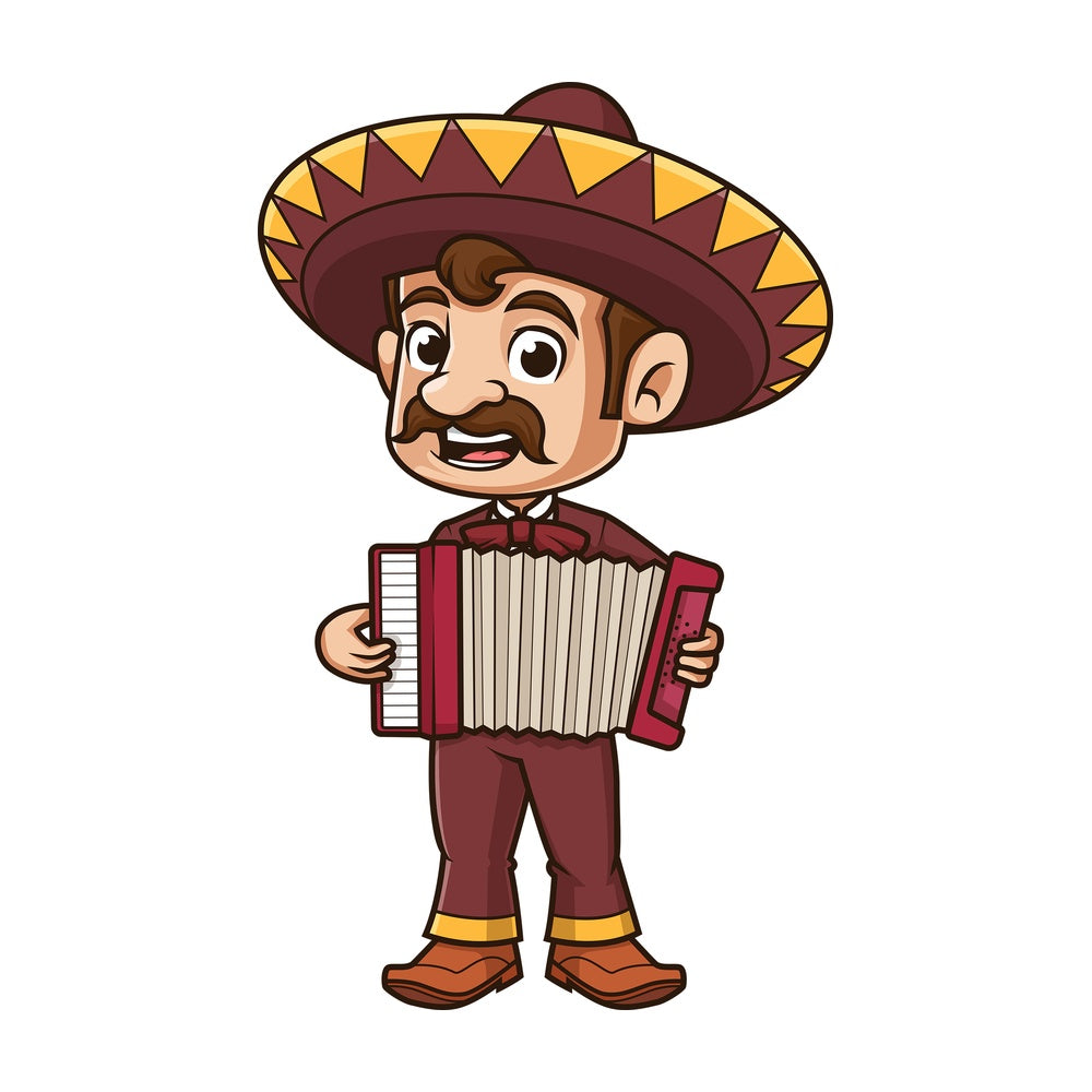 Mexican mariachi playing accordion. PNG - JPG and vector EPS (infinitely scalable).