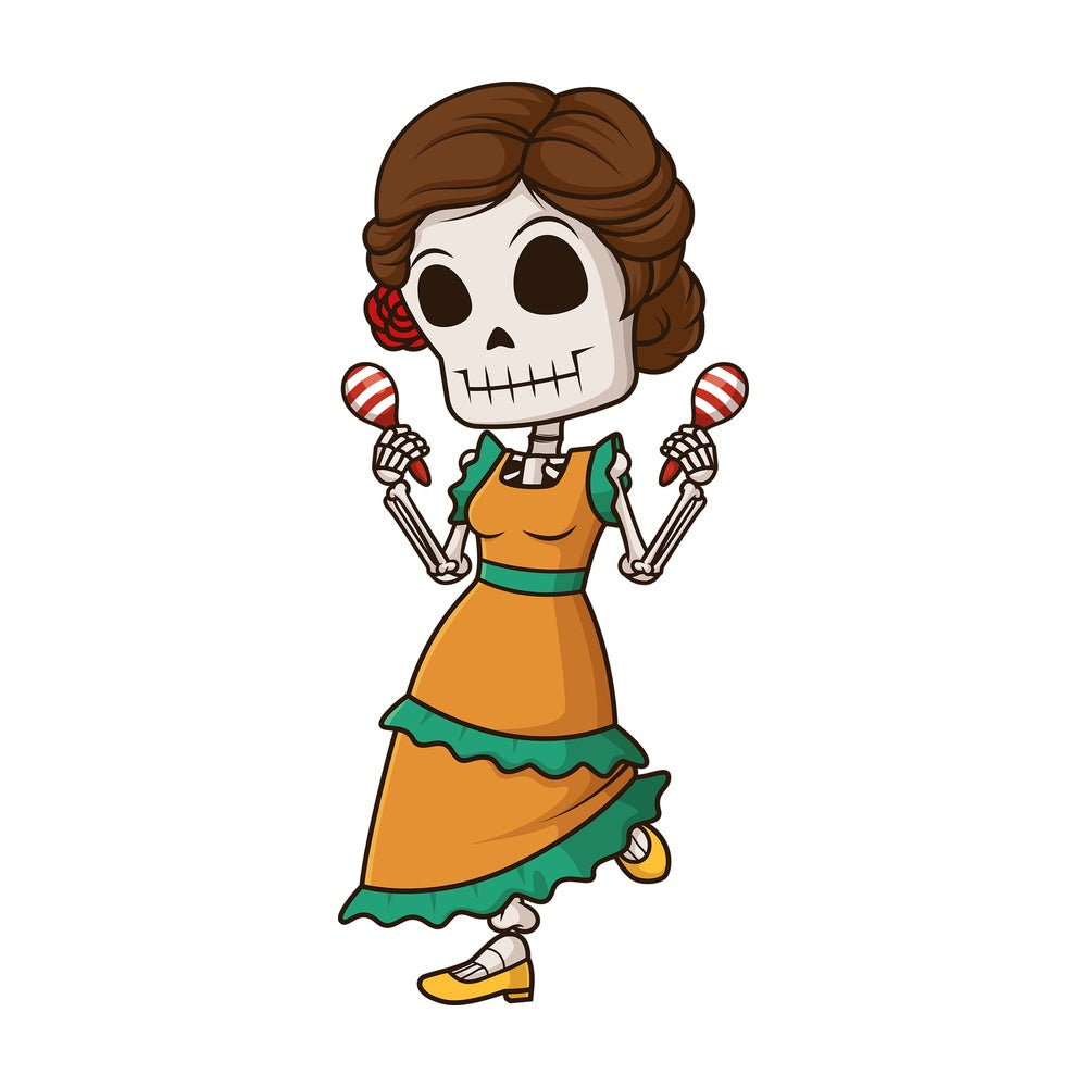 Female mexican skeleton. PNG - JPG and vector EPS (infinitely scalable).