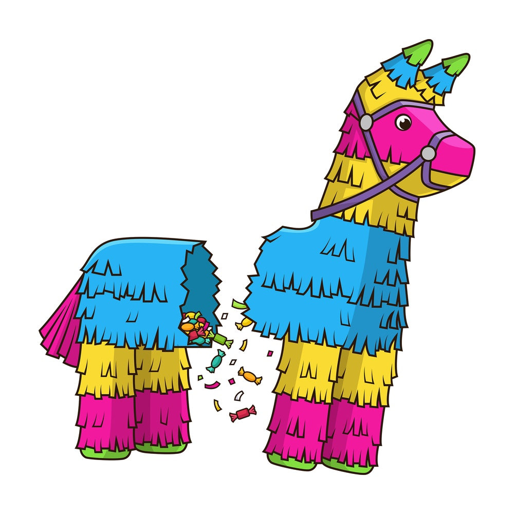 Pinata breaking in half. PNG - JPG and vector EPS file formats (infinitely scalable). Image isolated on transparent background.