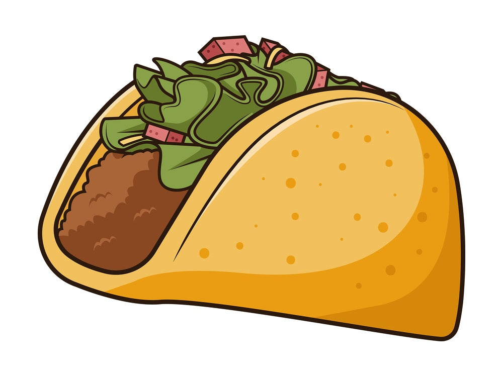 Titled taco. PNG - JPG and vector EPS file formats (infinitely scalable). Image isolated on transparent background.