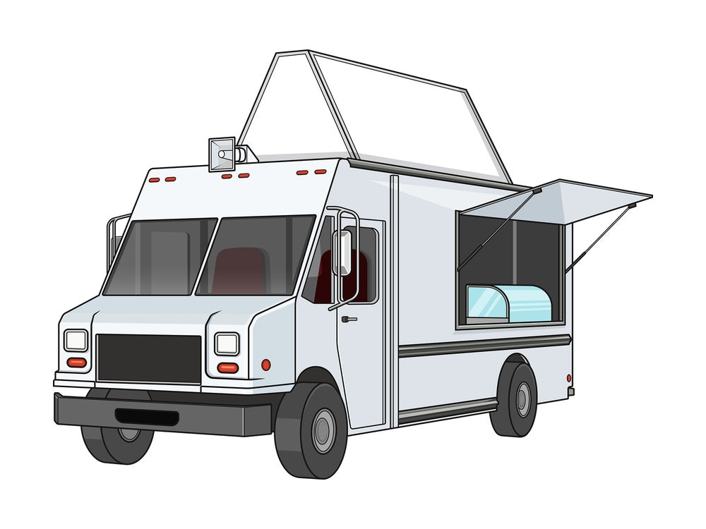 Food truck with blank sign. PNG - JPG and vector EPS file formats (infinitely scalable). Image isolated on transparent background.