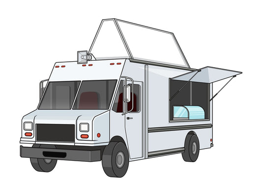 Food truck with blank sign. PNG - JPG and vector EPS file formats (infinitely scalable). Image isolated on transparent background.