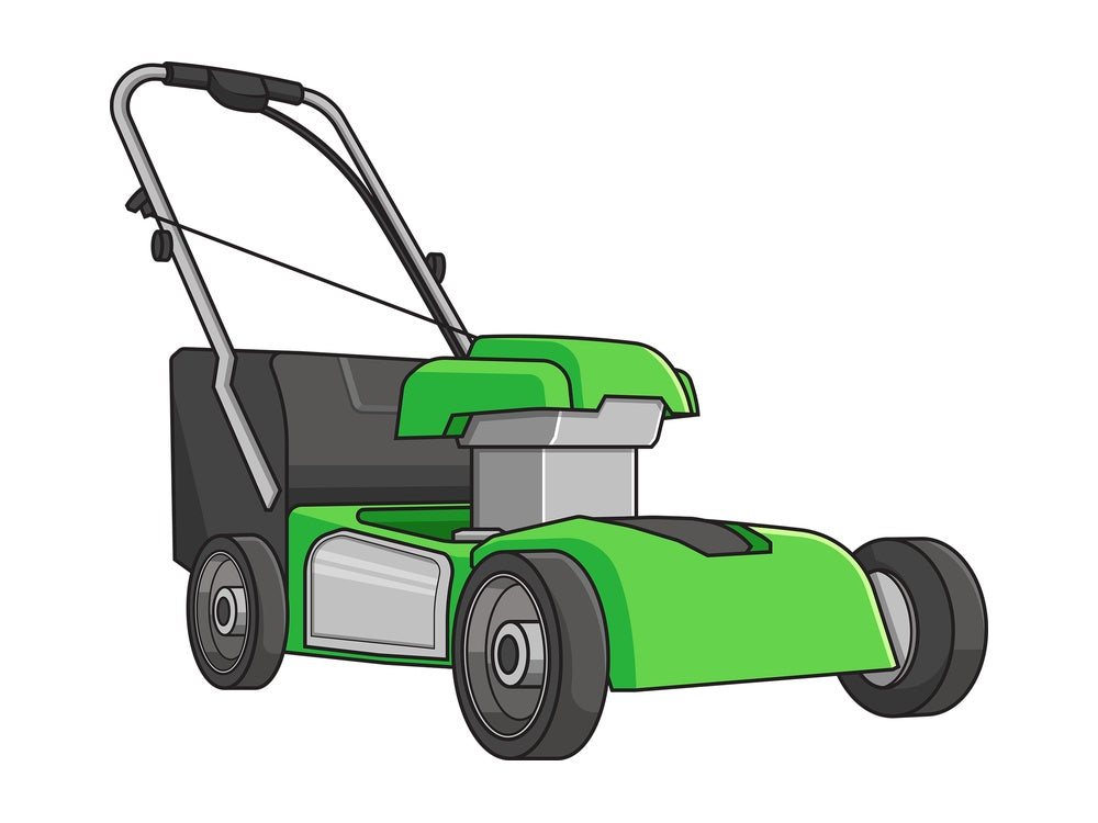 Green lawn mower. PNG - JPG and vector EPS file formats (infinitely scalable). Image isolated on transparent background.