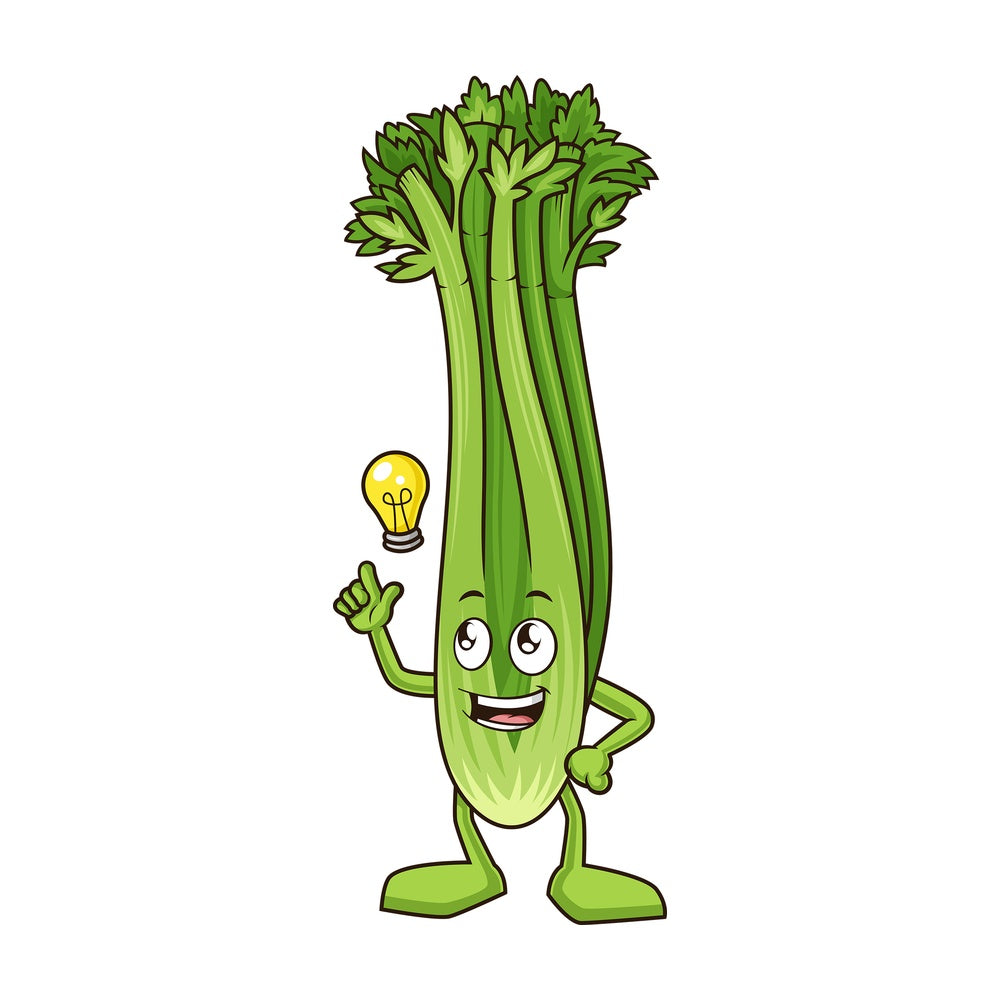 Celery having an idea. PNG - JPG and vector EPS (infinitely scalable).