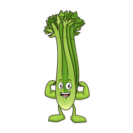 Strong celery flexing muscles. PNG - JPG and vector EPS (infinitely scalable).