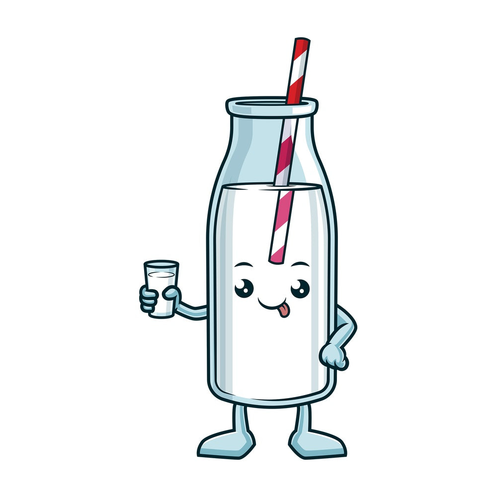 Milk bottle holding glass. PNG - JPG and vector EPS (infinitely scalable).
