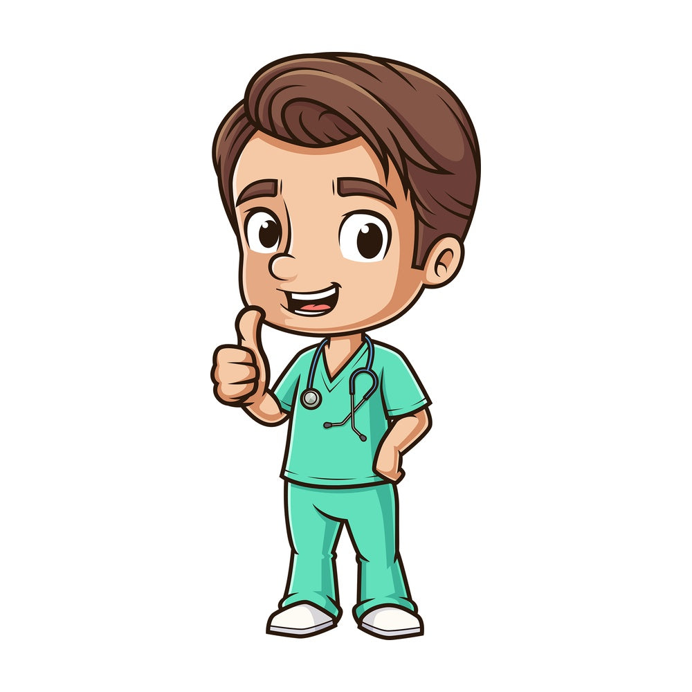 Cute male nurse thumbs up. PNG - JPG and vector EPS (infinitely scalable).