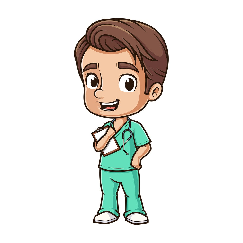 Happy male nurse. PNG - JPG and vector EPS (infinitely scalable).