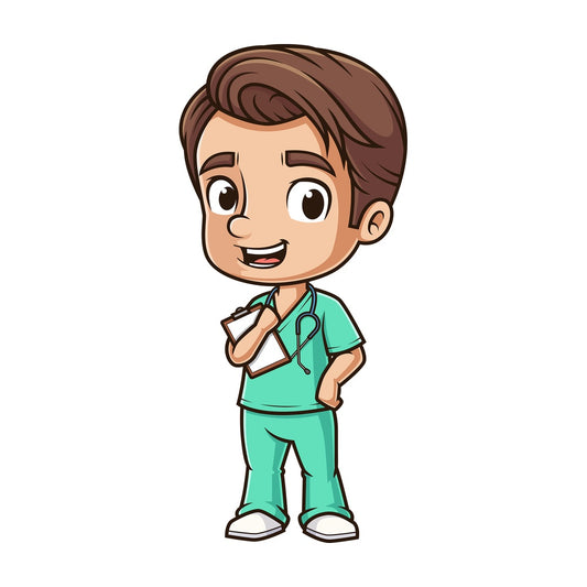 Happy male nurse. PNG - JPG and vector EPS (infinitely scalable).