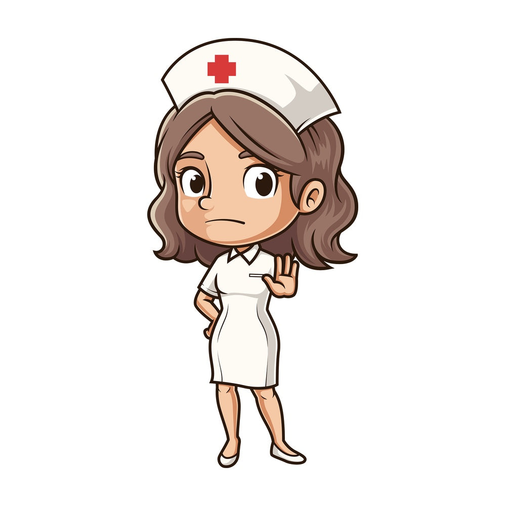 Serious nurse stop gesture. PNG - JPG and vector EPS (infinitely scalable).