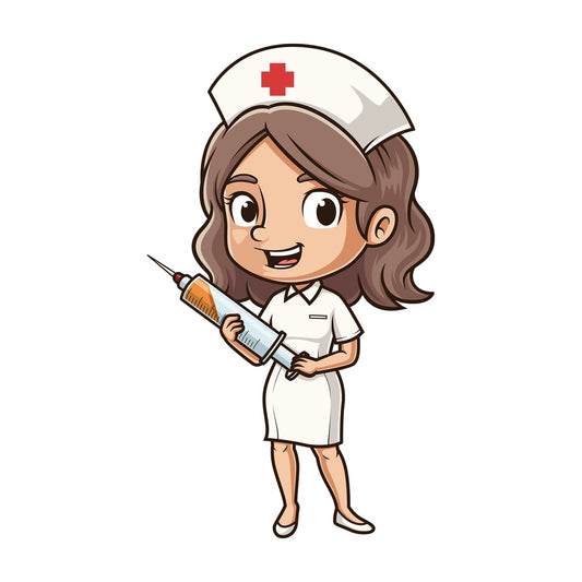 Nurse holding syringe. PNG - JPG and vector EPS (infinitely scalable).
