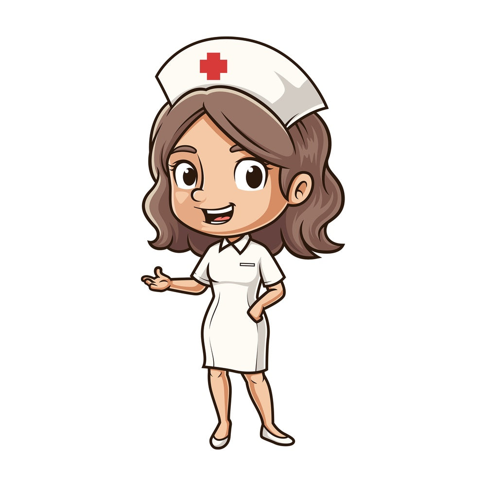 Cute nurse presenting. PNG - JPG and vector EPS (infinitely scalable).