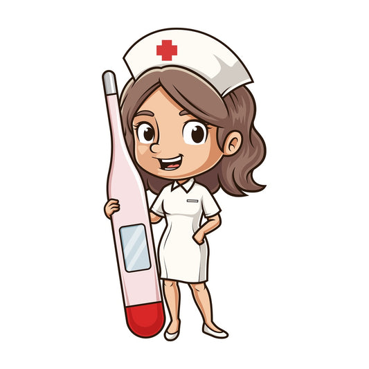Nurse holding digital thermometer. PNG - JPG and vector EPS (infinitely scalable).