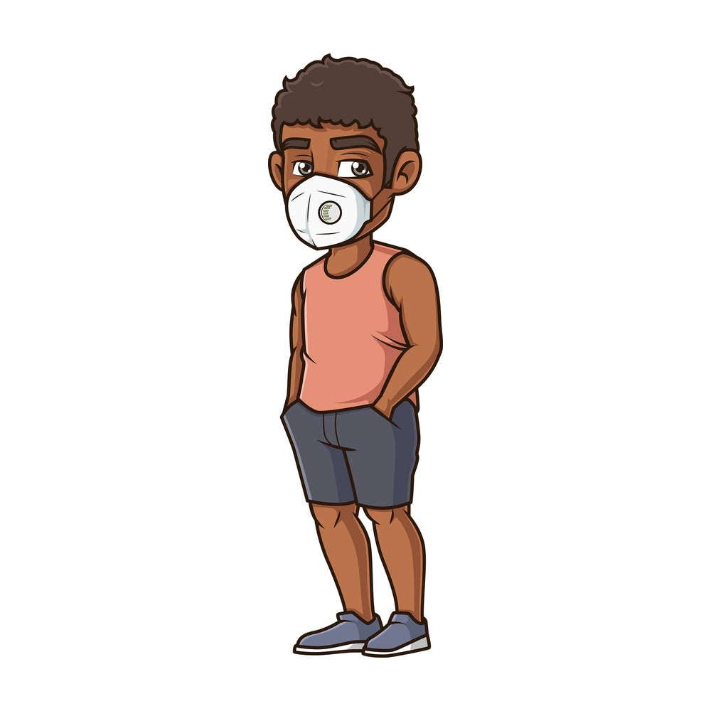 Black man with n95 respirator. PNG - JPG and vector EPS (infinitely scalable).