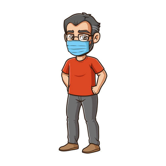 Middle-Aged man wearing face mask. PNG - JPG and vector EPS (infinitely scalable).