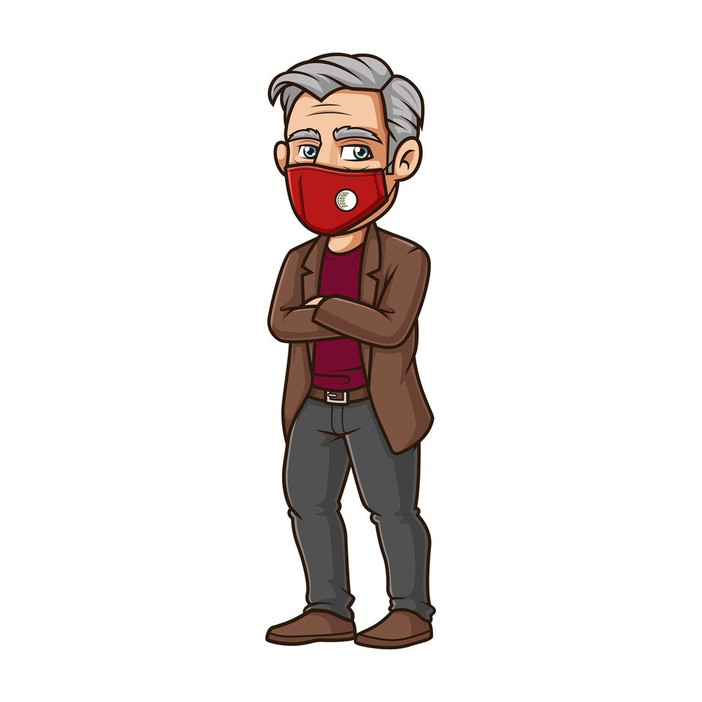 Old man wearing face mask. PNG - JPG and vector EPS (infinitely scalable).