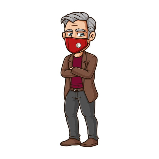 Old man wearing face mask. PNG - JPG and vector EPS (infinitely scalable).
