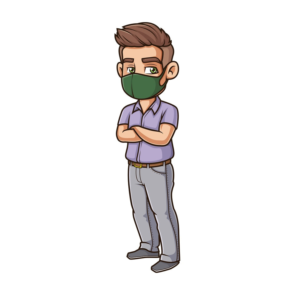 Cool guy wearing face mask. PNG - JPG and vector EPS (infinitely scalable).