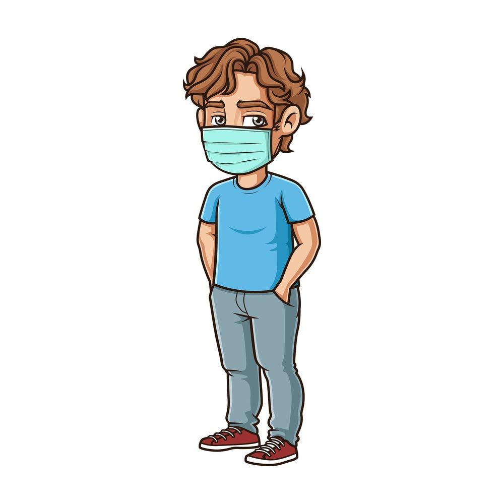 Young man wearing surgical mask. PNG - JPG and vector EPS (infinitely scalable).