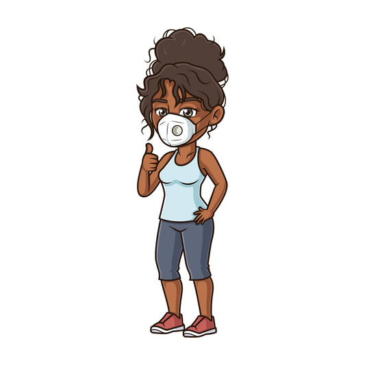 Black woman with n95 face mask. PNG - JPG and vector EPS (infinitely scalable).