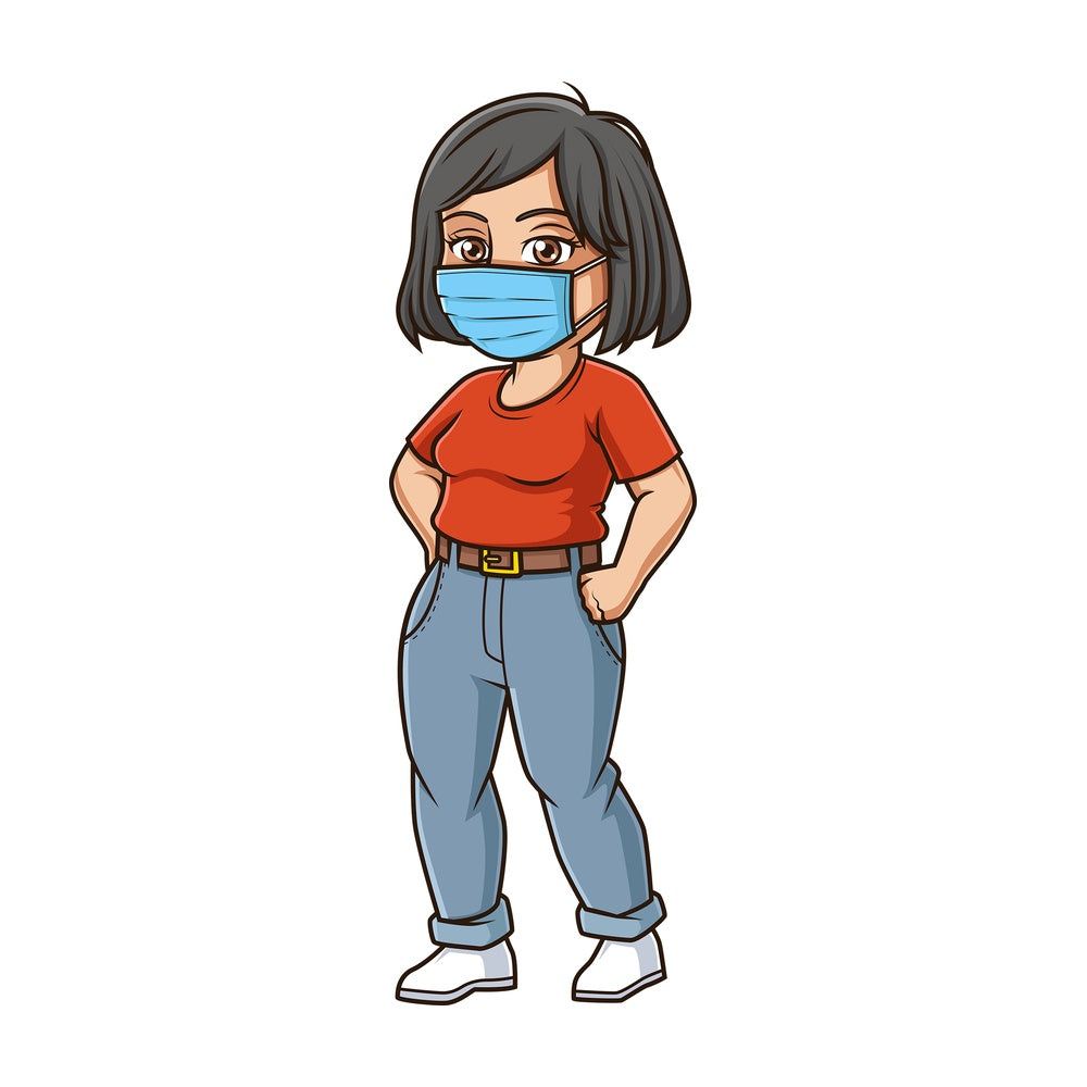 Middle-Aged woman with surgical mask. PNG - JPG and vector EPS (infinitely scalable).