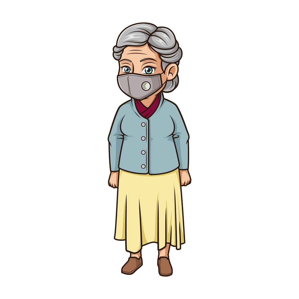 Mature woman with surgical mask. PNG - JPG and vector EPS (infinitely scalable).