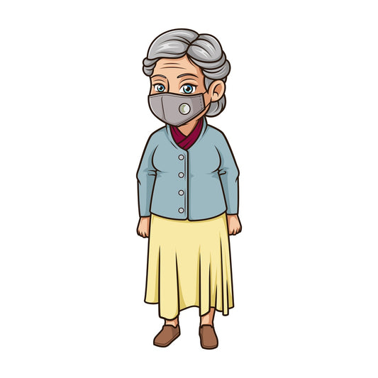 Mature woman with surgical mask. PNG - JPG and vector EPS (infinitely scalable).