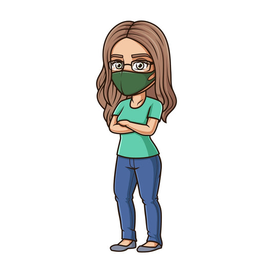 Cool girl wearing medical face mask. PNG - JPG and vector EPS (infinitely scalable).