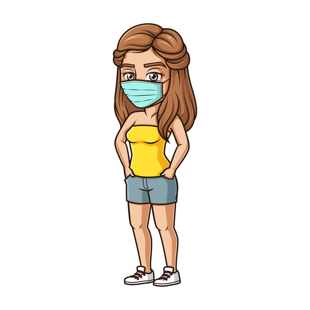 Young woman wearing medical mask. PNG - JPG and vector EPS (infinitely scalable).