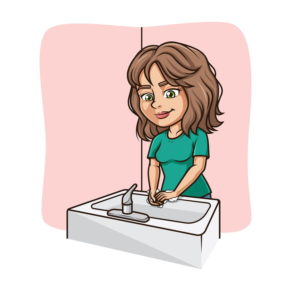 Woman washing her hands in sink. PNG - JPG and vector EPS (infinitely scalable).