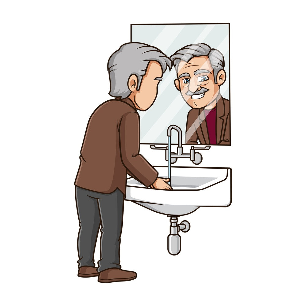 Old man washing his hands. PNG - JPG and vector EPS (infinitely scalable).