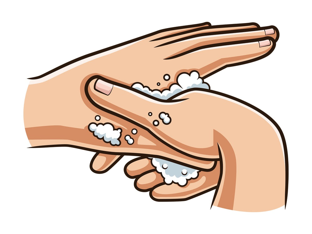 Washing thumbs with soap. PNG - JPG and vector EPS (infinitely scalable).