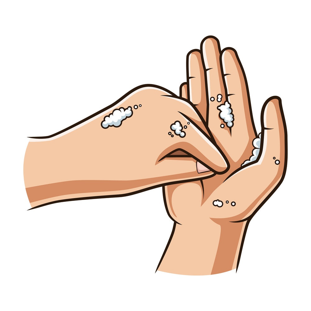 Cleaning finger tips during handwashing. PNG - JPG and vector EPS (infinitely scalable).