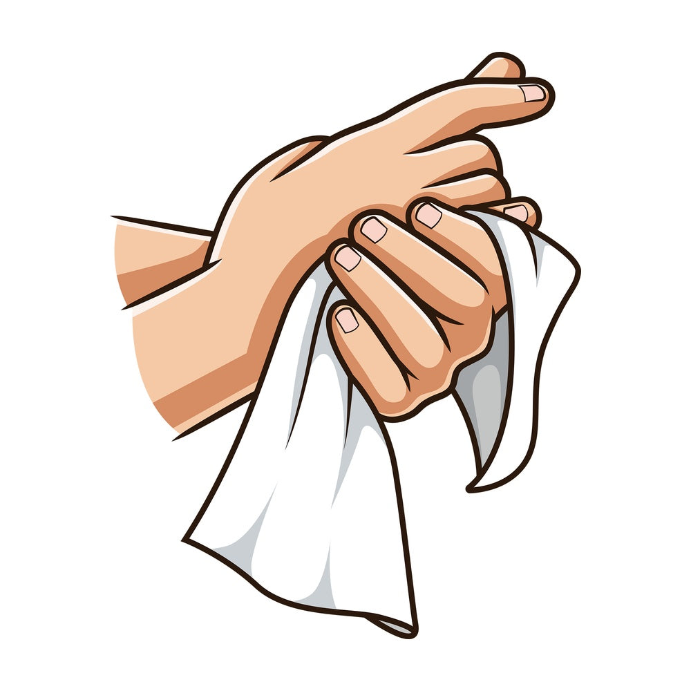 Drying hands with towel. PNG - JPG and vector EPS (infinitely scalable).