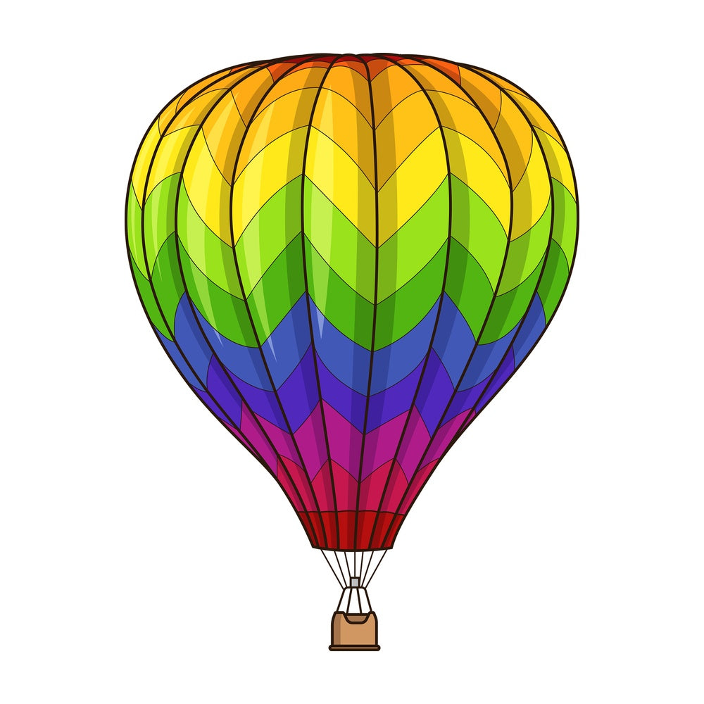 Rainbow hot air balloon. PNG - JPG and vector EPS (infinitely scalable).