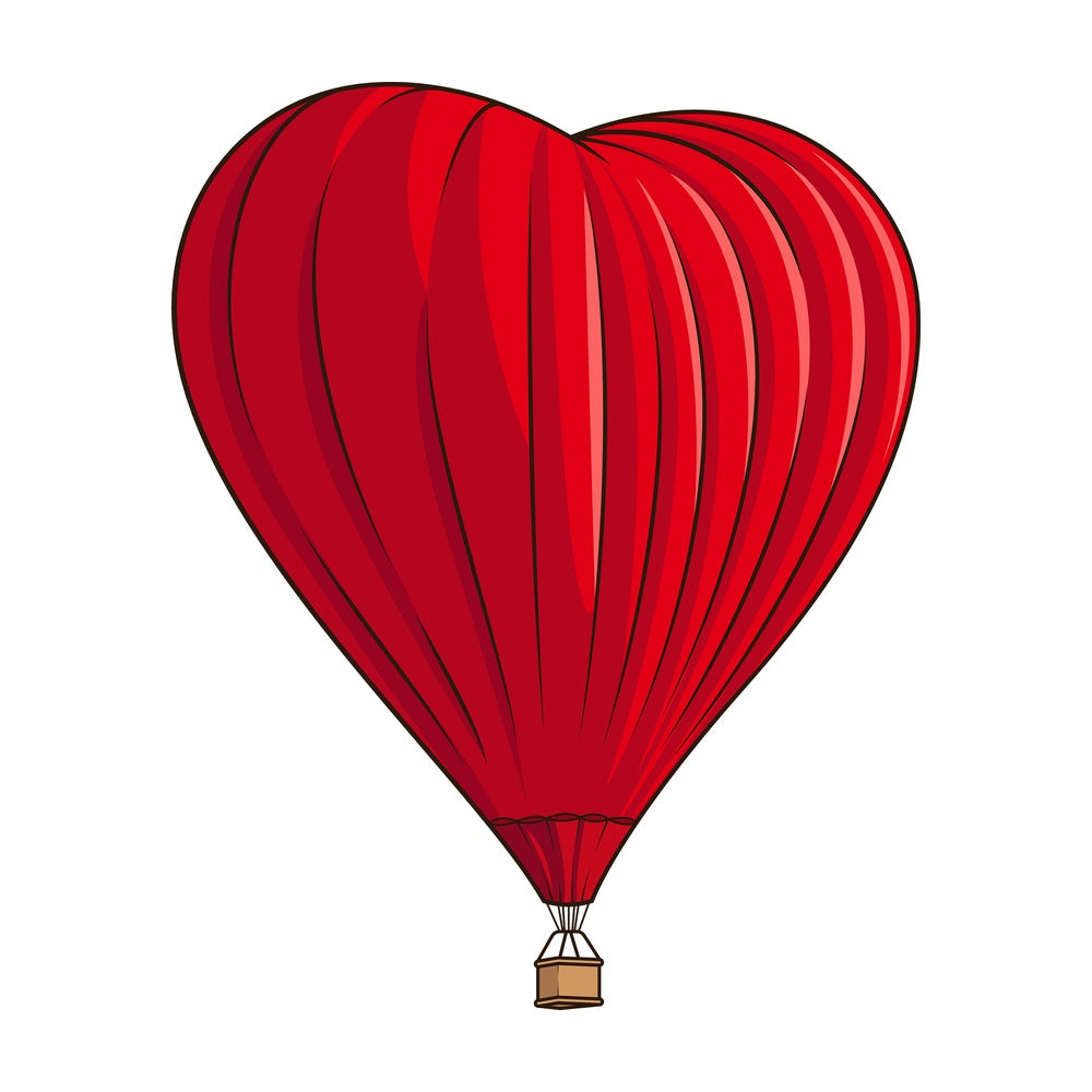 Heart shaped hot air balloon. PNG - JPG and vector EPS (infinitely scalable).