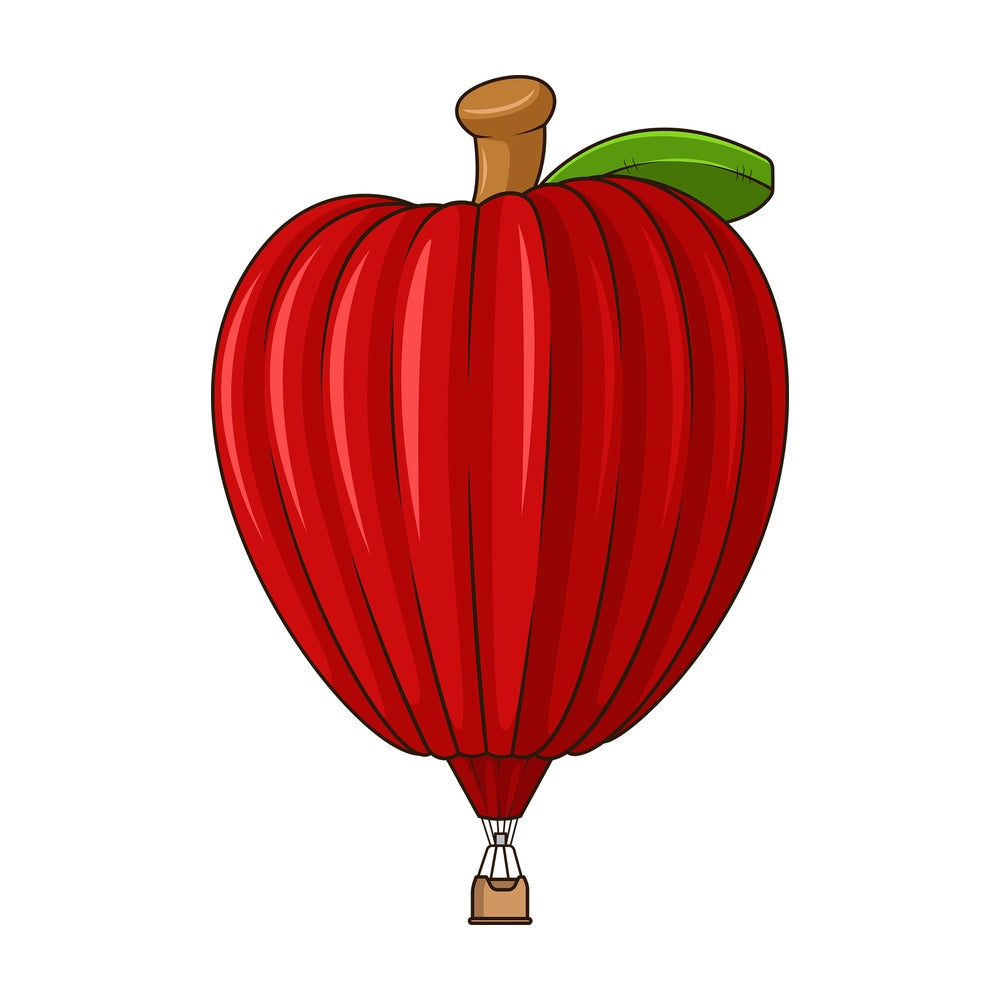 Red apple hot air balloon. PNG - JPG and vector EPS (infinitely scalable).