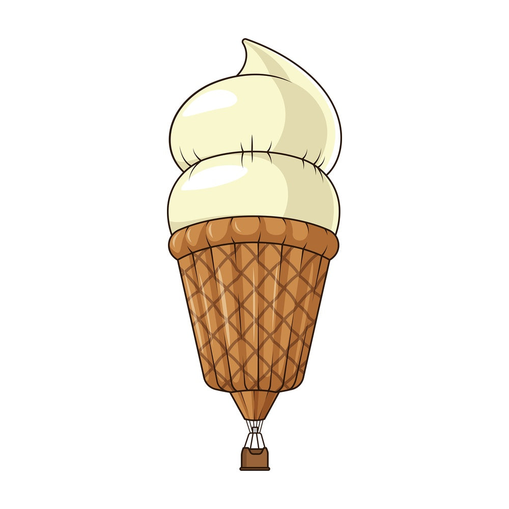 Ice cream cone hot air balloon. PNG - JPG and vector EPS (infinitely scalable).