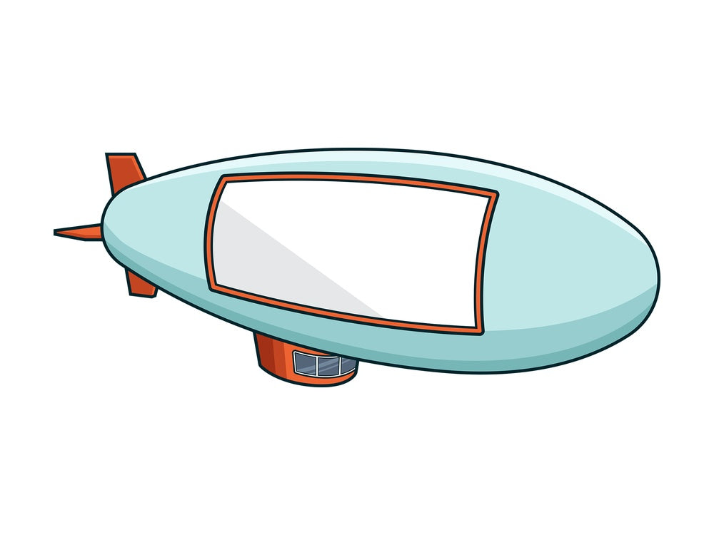 Blimp with blank sign. PNG - JPG and vector EPS (infinitely scalable).