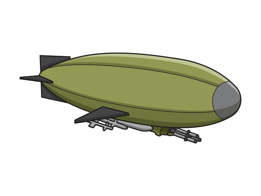 Military zeppelin airship. PNG - JPG and vector EPS (infinitely scalable).
