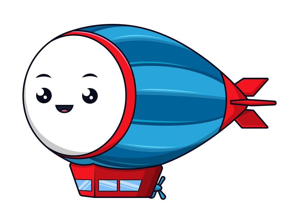 Kawaii blimp. PNG - JPG and vector EPS (infinitely scalable).
