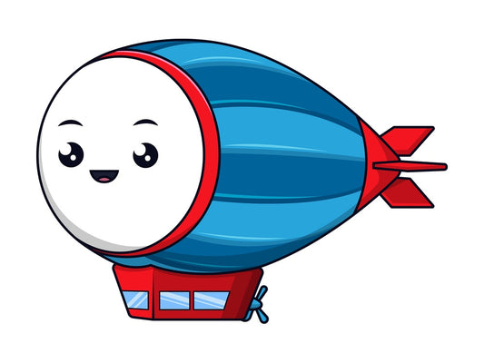 Kawaii blimp. PNG - JPG and vector EPS (infinitely scalable).