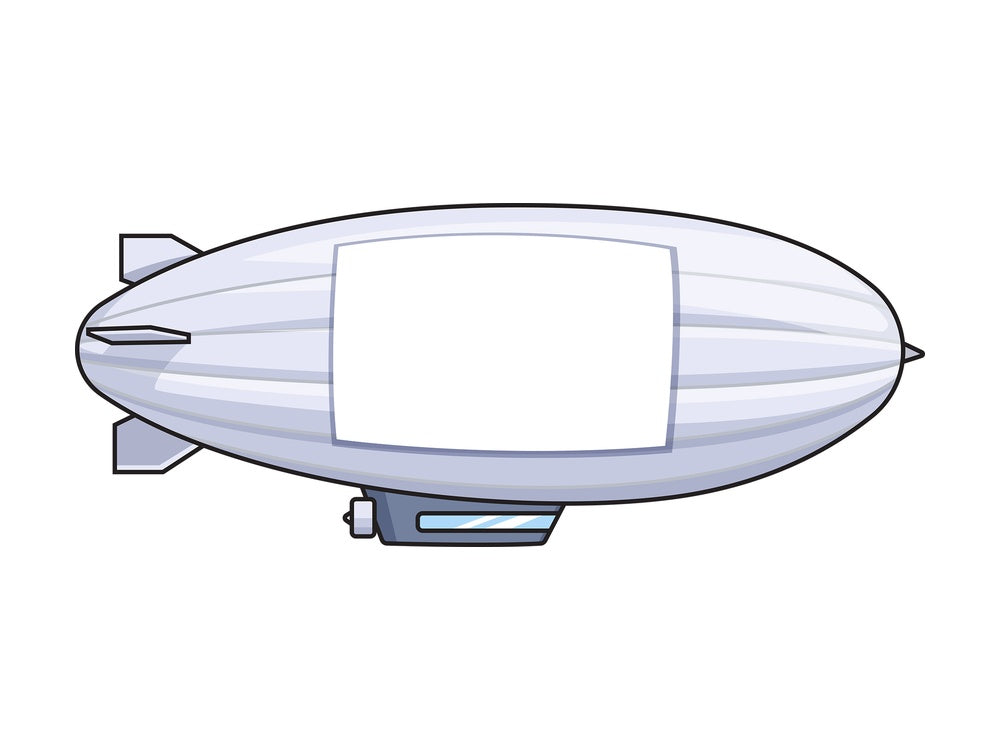 Zeppelin with empty billboard sign. PNG - JPG and vector EPS (infinitely scalable).