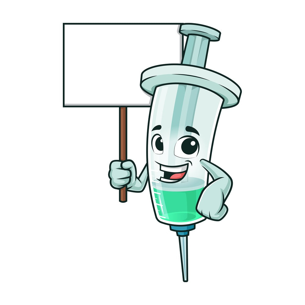 Vaccine holding blank sign. PNG - JPG and vector EPS (infinitely scalable).