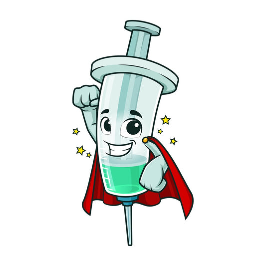 Vaccine superhero. PNG - JPG and vector EPS (infinitely scalable).