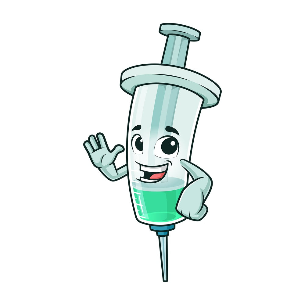 Friendly vaccine waving. PNG - JPG and vector EPS (infinitely scalable).