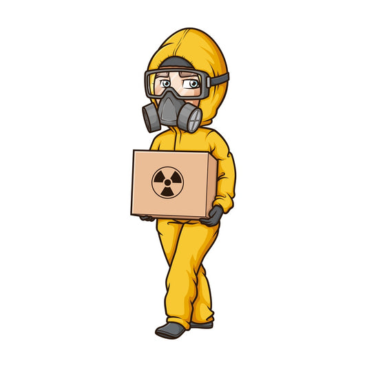 Man in hazmat suit carrying nuclear material. PNG - JPG and vector EPS (infinitely scalable).